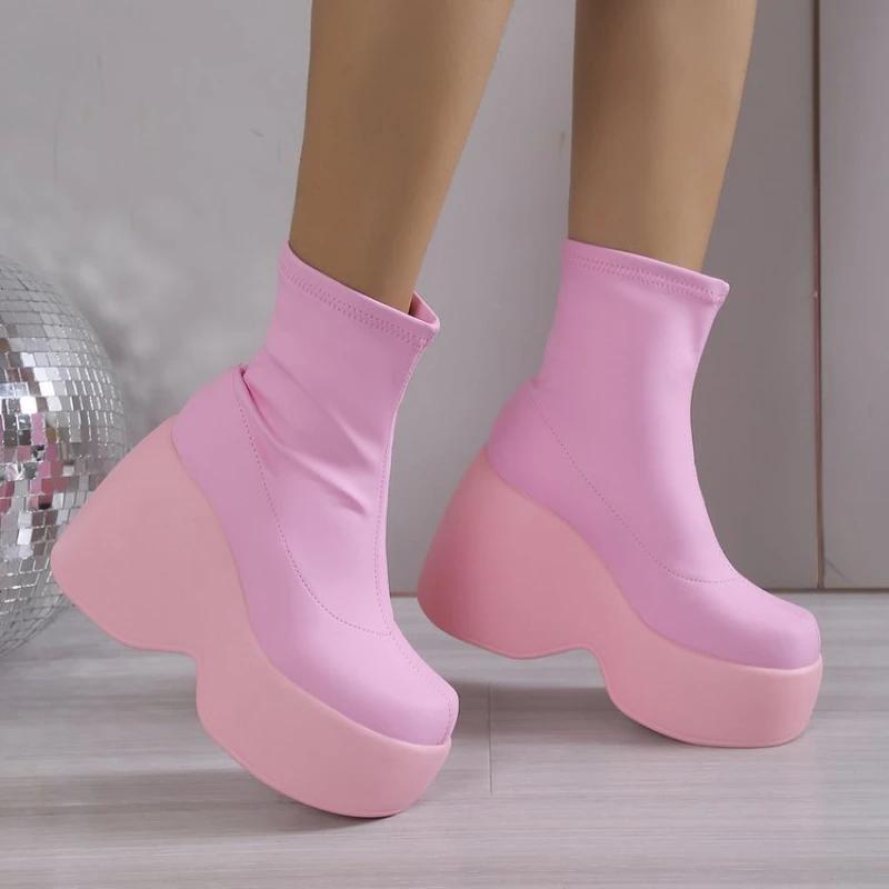 Módní značka Dámské boty Gotický styl Platforma Dámské kotníkové boty Vysoká kvalita Pohodlná dámská obuv Nové Sexy vysoké podpatky Velká velikost 43