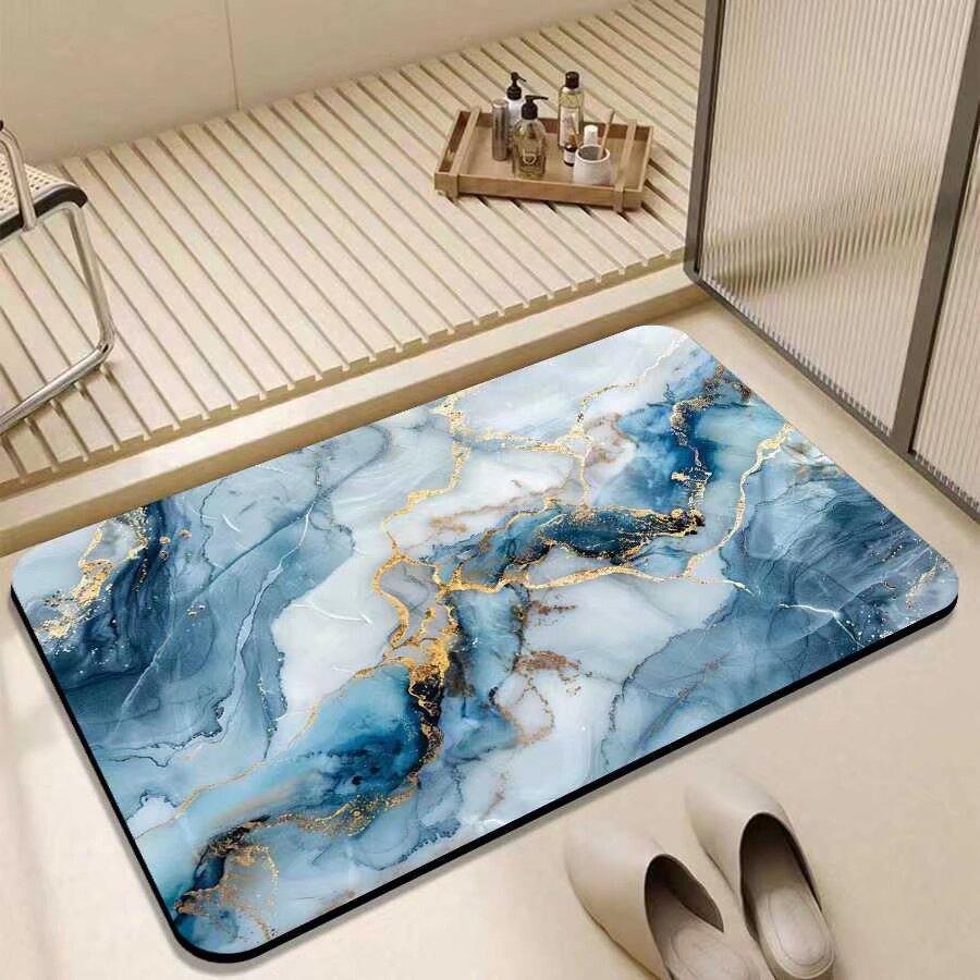 Marble Bathroom Floor Mat Decorative Absorbent Mat Decorative Diatom Mud Floor Mat Absorbent Floor Mat Toilet Floor Mat 40*60CM