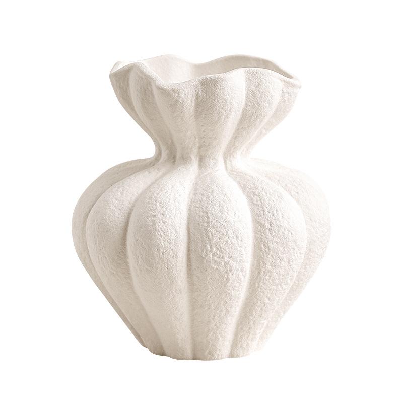 French Fenton Style White Ceramic Vase, High-End Retro Home Decor for Living Room Table, Art Flower Container