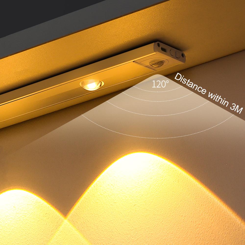 Ultra Thin LED Cabinet Lights 30/40/50CM Cabinet Lighting Motion Sensor USB Rechargeable Wireless Night Lights Kitchen Lamp
