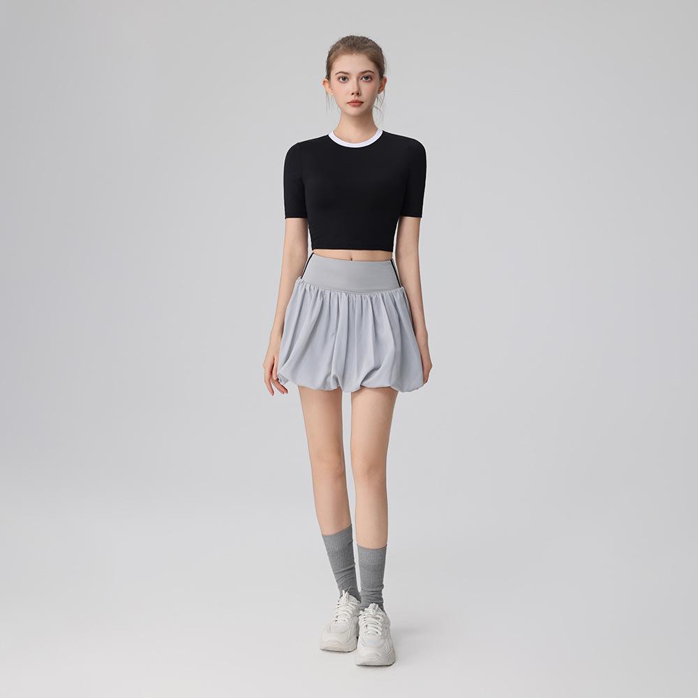 Women's 2025 Summer Slim Fit Casual Tennis & Badminton Outfit: Short Sleeve Tulip Top and Skirt Set