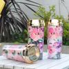 Double Layer Thickened Coffee Cup Insert Card Flower 16Oz Plastic Water Cup Heat Insulation Portable Water Cup