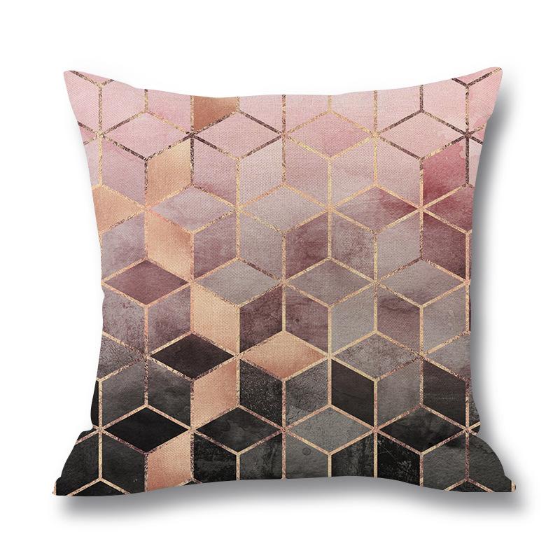 Home Colorful Geometric Digital Print Pillow Linen Cushion Waist Pillow Cover