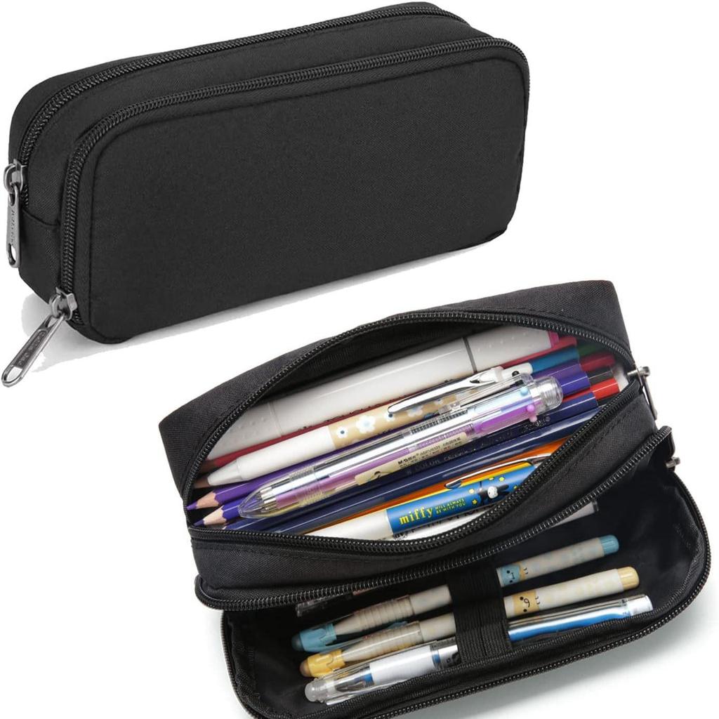 Stylish Large Capacity Pencil Case for Men - Durable and Simple Office Stationery Storage Bag