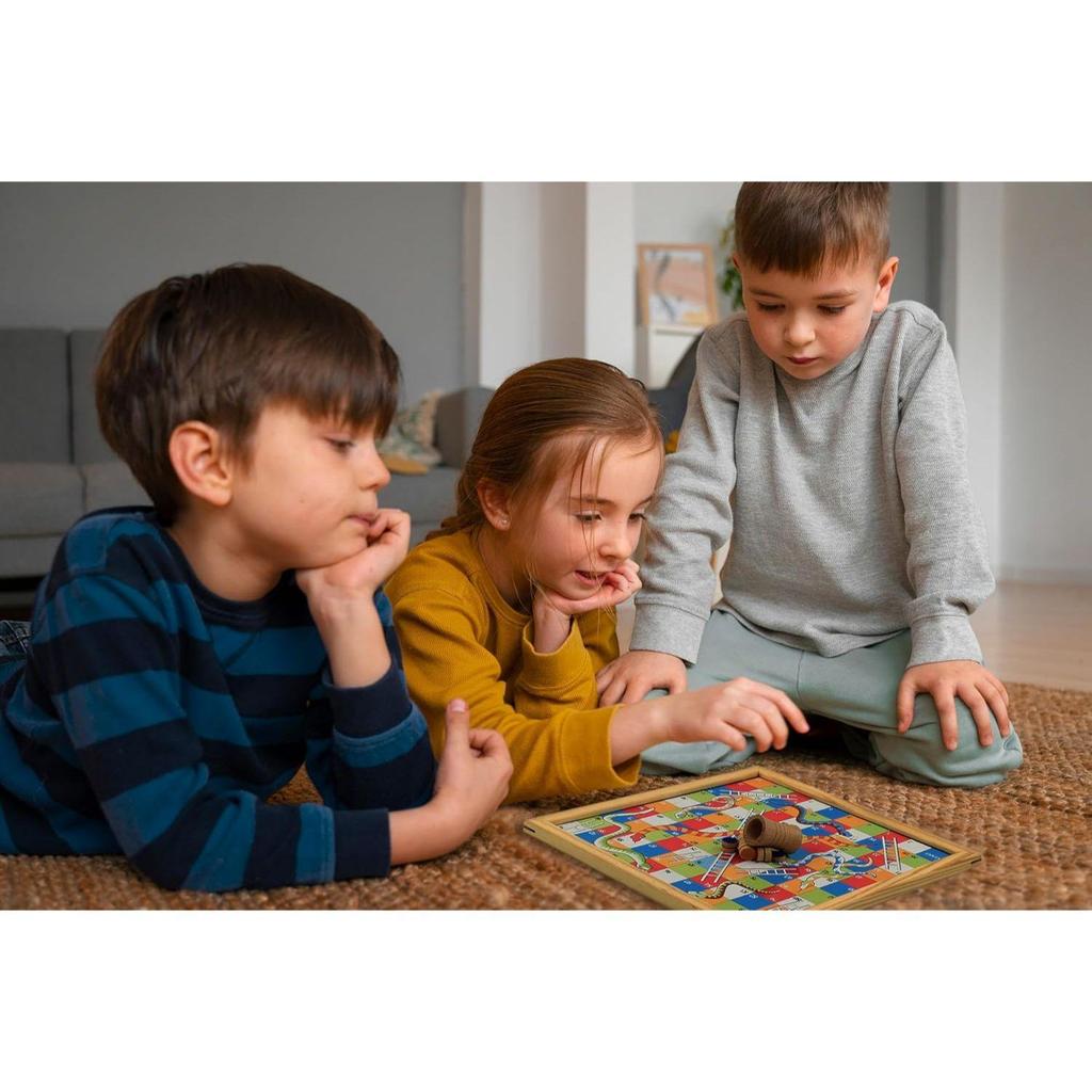 Wooden Handmade 2 In 1 Ludo Magnetic Snakes And Ladders Travel Board Fun Game - Adult