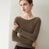 Elegant Women's Round Neck 100% Cashmere Slim Fit Sweater Dress