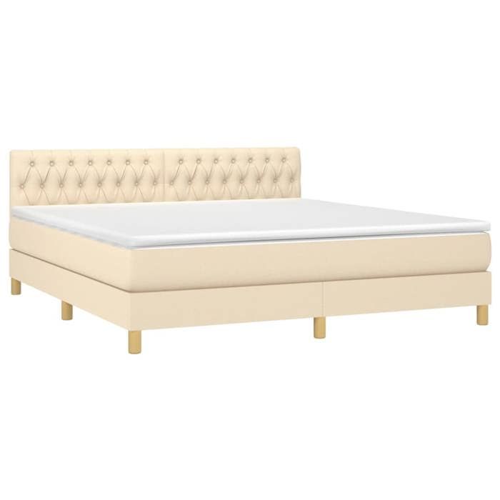 Maison Exclusive - Sommier à lattes de lit avec matelas LED Crème 180x200 cm Tissu