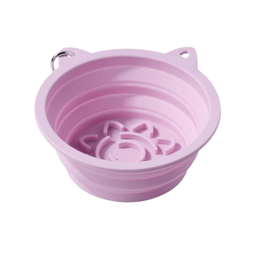 

Folding Slow Food Feeder Silicone Dog Feeding Bowl Lightweight Portable Pet Bowl Hiking S розовый