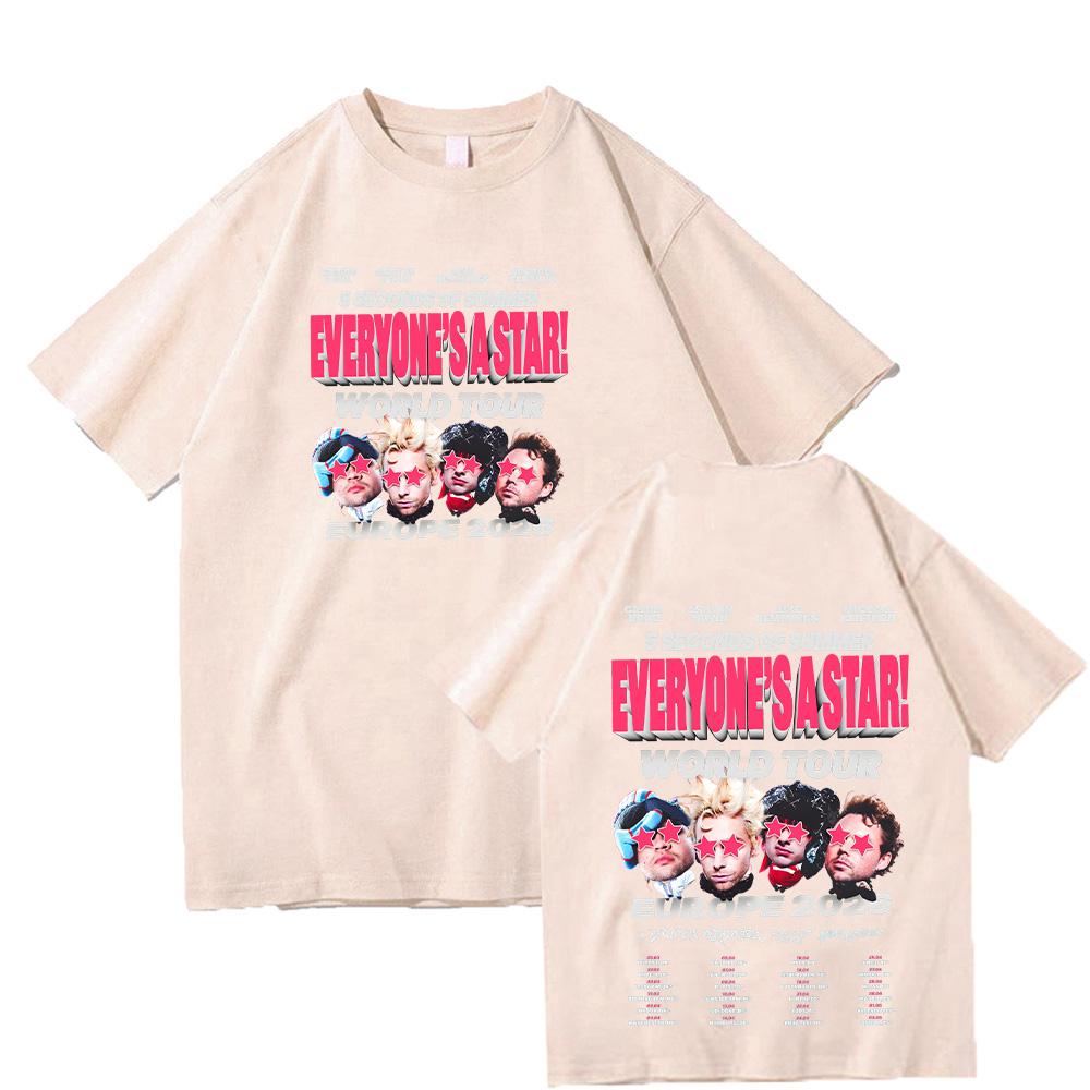 5 Seconds of Summer Europe 2026 Everyones A Star World Tour Tshirts Short Sleeve Oneck pure Cotton Male Tshirts Y2K Unisex