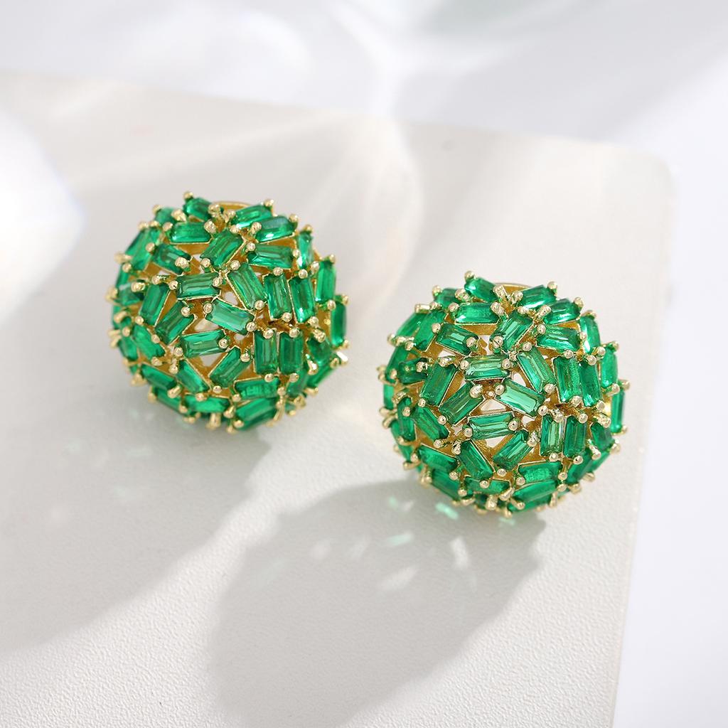 Stylish Designer Earrings: Minimalist Geometric Round Ball Earrings - Ultra Sparkling Light Luxury and Elegant