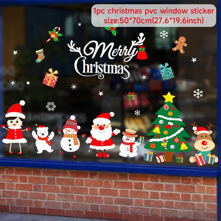 Cartoon Christmas Window Glass Stickers 2025 Christmas Decoration for Home Living Room Wall Decor 2025 Happy New Year Stickers
