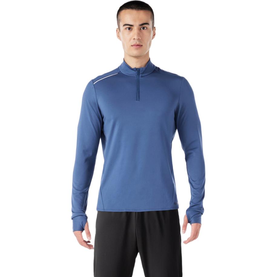 DECATHLON Solid Color Quick-Dry Half-High Neck Long Sleeve T-Shirt Men's Ink Cyan