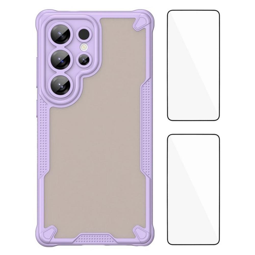 WANLONFENG MFFJ Series For Samsung Galaxy S25 Ultra Back Cover with 2PCS Tempered Glass TPU+Acrylic Phone Case