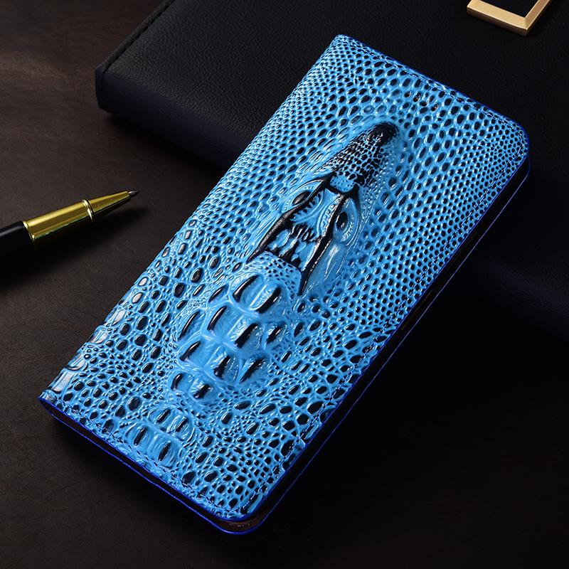 Crocodile Head Genuine Flip Leather Case for Xiaomi Poco X3 X4 X5 X6 X7 NFC F5 F6 F7 M3 M4 M5 M5S M6 M7 Pro Ultra Cover Cases