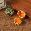 Owl Trinket Box Jewelry Box Hinged Collectible Animal Figurine Ring Necklace Holder Alloy Diamond Enamel Crafts Ornaments