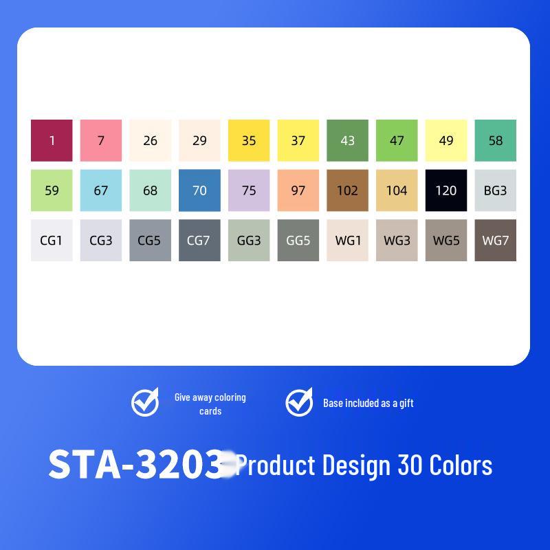 Sta 3203 Double-Ended Quick-Drying Oil-Based Marker Pen Set for Student Art & Indoor Design