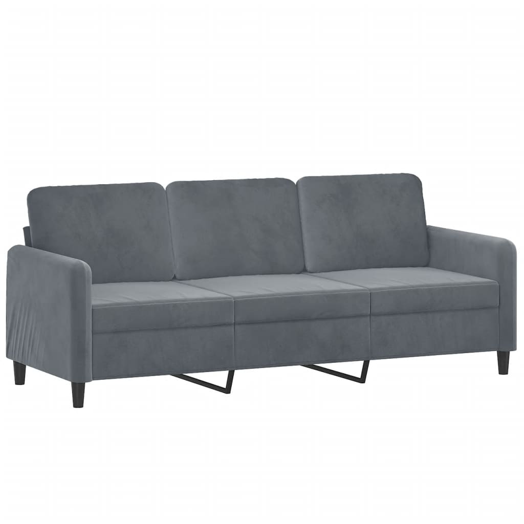 Vidaxl 3-Osobowa Sofa Z Podnóżkiem, Ciemnoszary, 180 Cm, Aksamit