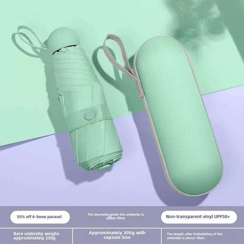 Compact Dual-Use Capsule Umbrella: Portable, Foldable, Lightweight, Sun & Rain Protection