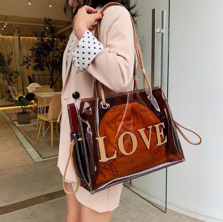 

Сумка-тоут большой емкости прозрачная желе сумка через плечо трендовая большая сумка новая корейская версия сумки женская