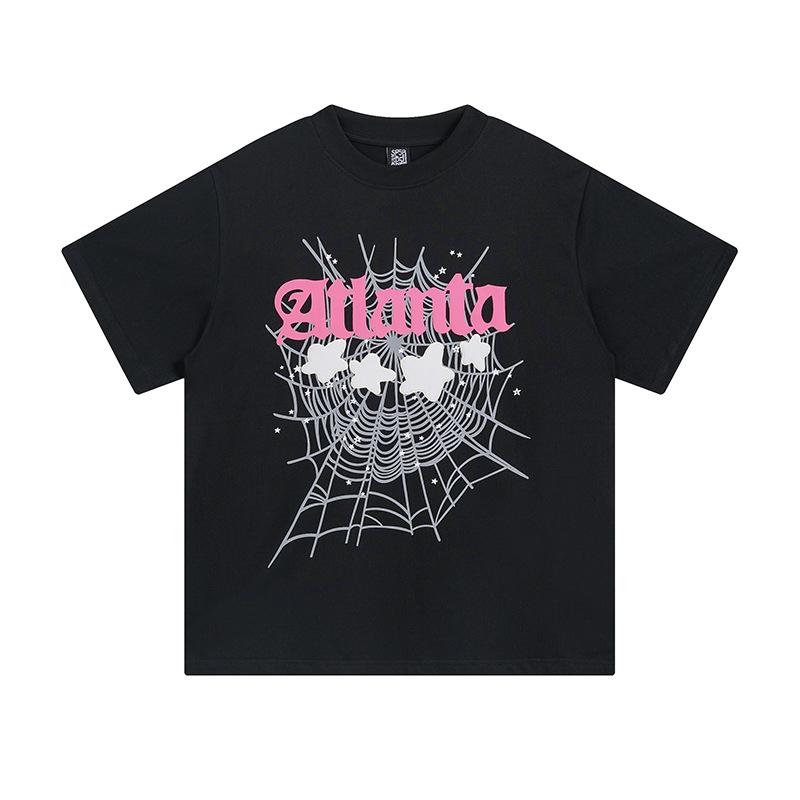 Sp5der hip hop singer Young Thug same foam letter 555555 couple T-shirt Pink short sleeve tee