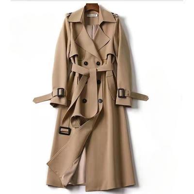 Elegante Damen Britische Jacken Mode Herbst Winter Widebreaker Streetwear Midi Mäntel Casual Büro Dame Button Slim Chic Mantel