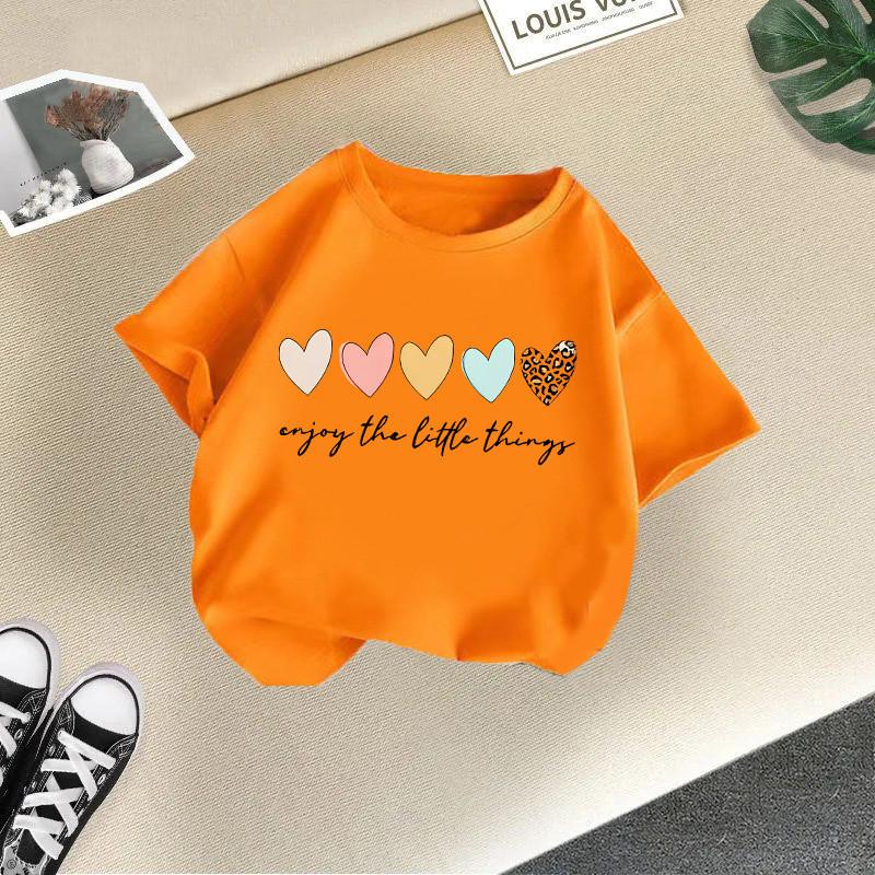 Fashionable summer children's T-shirt casual short sleeved T-shirt suitable for both men and women donuts