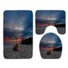 Beach View Bathroom Floor Mat Three-Piece Toilet Carpet Toilet Mat Set Door Mat Bathroom Non-Slip Mat