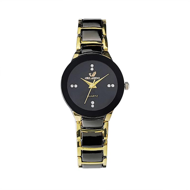 Women's Diamond-Set Quartz Watch with Steel Band - Elegant Imitation Tungsten Steel Design