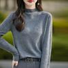 Elegant three-dimensional carved worsted thin semi-turtleneck knitted bottoming shirt femininity with thin top