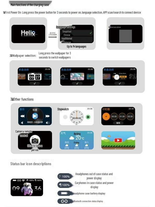 A9Pro ANC Bluetooth 5.4 Wireless Sport Earphones with Touchscreen & Noise Cancelling