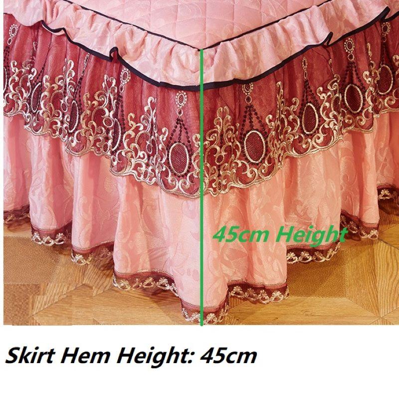 Winter High-grade Thicken Velvet Quilted Bed Skirt Embossing Bedspread King Size Soft Plush Bed Cover Not Including Pillowcase