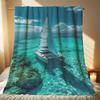 1Pc Nautical Sailboat Turquoise Ocean Blue & Turquoise All-Season Blanket - Soft Lightweight Throw For Couch, Bed, Camping, Trav