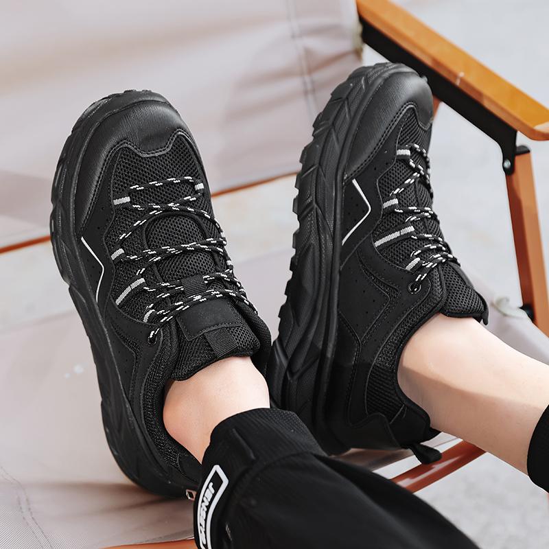 Hiking Mens Mesh Breathable Sports Casual Fashion Trend Lightweight Thick Soled Dad Shoes for Men Large Size Outdoor Clothing