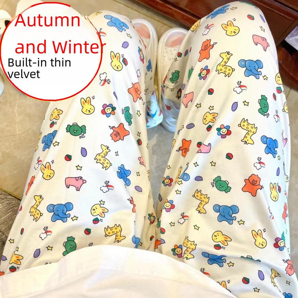 Women's Warm Fleece Straight-Leg Pajamas: Autumn/Winter Casual Pants for Walking & Outdoor Wear