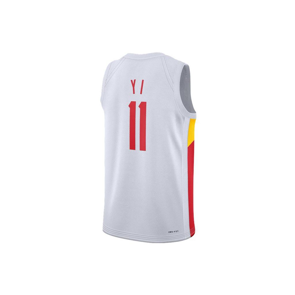 Nike Sleeveless Contrast Sports Jersey, China Team, Yi Jianlian No. 11 Home Basketball Vest Men Tops White CZ4255-101