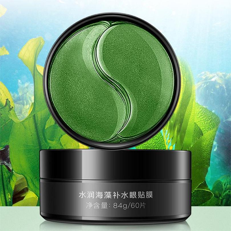 Feuchtigkeitsspendende grüne Augenmaske mit Meeresalgen, entfernt Augenringe, straffende Augenklappen, 60 Stück