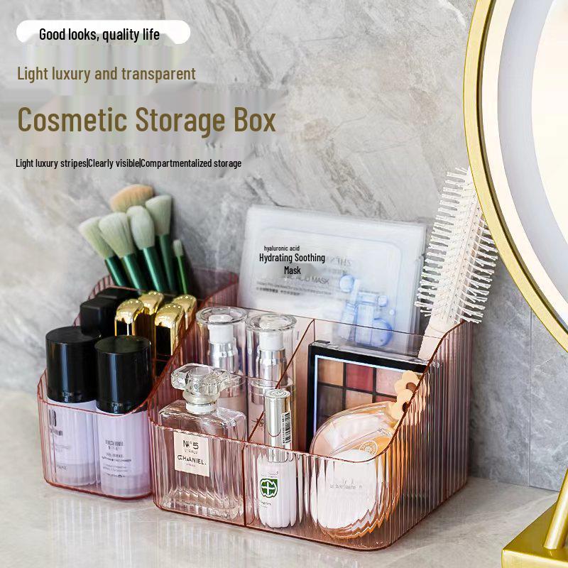 Eleganter Make-up-Organizer aus Acryl: Transparente Aufbewahrungsbox mit Fächern für Lippenstift und Pinsel