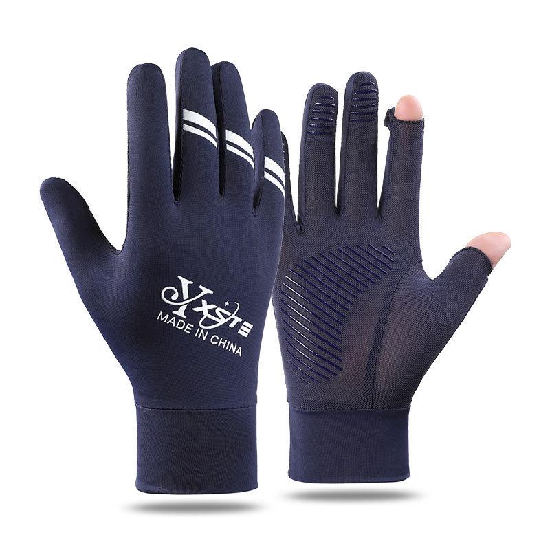 Men's Sunscreen Gloves for Summer Thin Outdoor Touch Screen Flip Non Slip Breathable Riding Driving Mesh Ice Silk Gloves