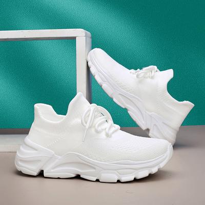 Fashion Knit White Sneakers Men Women Trend Lace-up Socks Men's Running Shoes Casual Lightweight Breathable Women's Sports Shoes