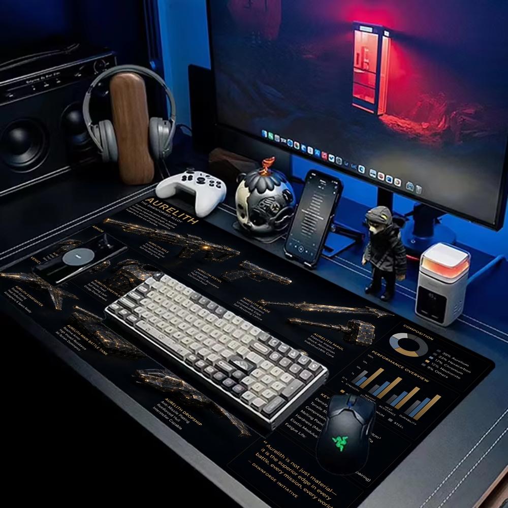Sci-Fi Mech Rüstung Mecha Bauplan XXL Schreibtischunterlage Futuristische Gewehr Raumschiff Groß Rutschfest Gummi Tastatur Gaming Büro Mauspads