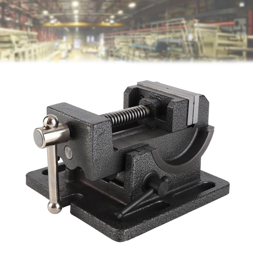 Drill Press Vise Cast Iron Body Corrosion‑Resistant Hardware Accessory 3‑Inch Tiltable