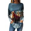 Tee Shirts For Women Casual Round Neck Long Sleeve Shirts Christmas Printing Top Pullover