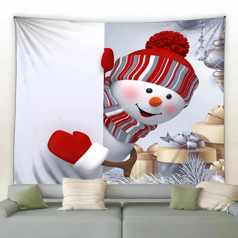Christmas Cartoon Naughty Snowman Tapestry Living Room Sofa Home Decoration Christmas Gift
