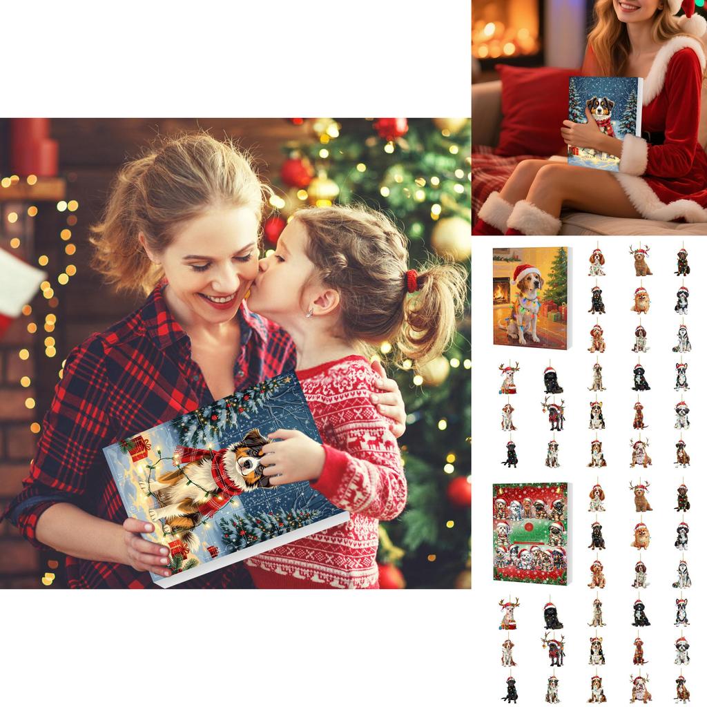 Christmas Pet Dog Advent Calendar Blind Box With Acrylic Decorations For Holiday Gift Giving