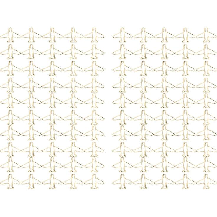 Airplane Shaped Paper Clips, 100Pcs Mini Cute Paperclips Portable Electroplated Metal Office Clips for Document Sorting and Organizing Office School
