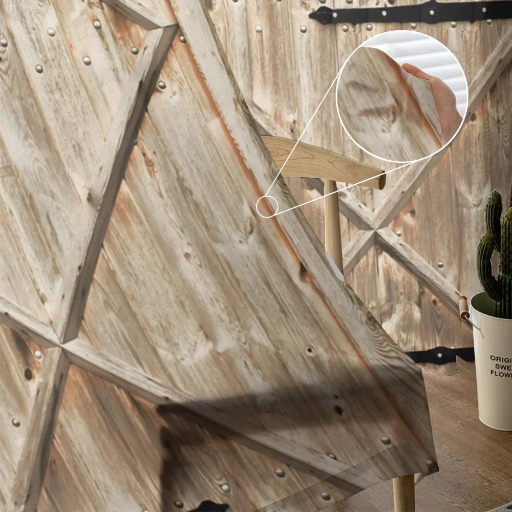 Scheunenholztür Bauernhof Vorhänge für Wohnzimmer Druck Transparenter Vorhang Schlafzimmer Fenster Sichtschutz Vorhangpaneele Jalousien Heimdeko