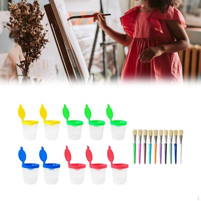 Anti Spill Paint Cup and Brush Set Containers Gifts Multipurpose Watercolor Art Supplies
