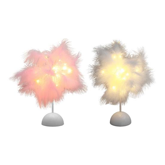 Feather Night Light Table Lamp LED Romantic Bedside Lamp for Girls Room Wedding Party Decor Battery Powered Decorative Accent Light