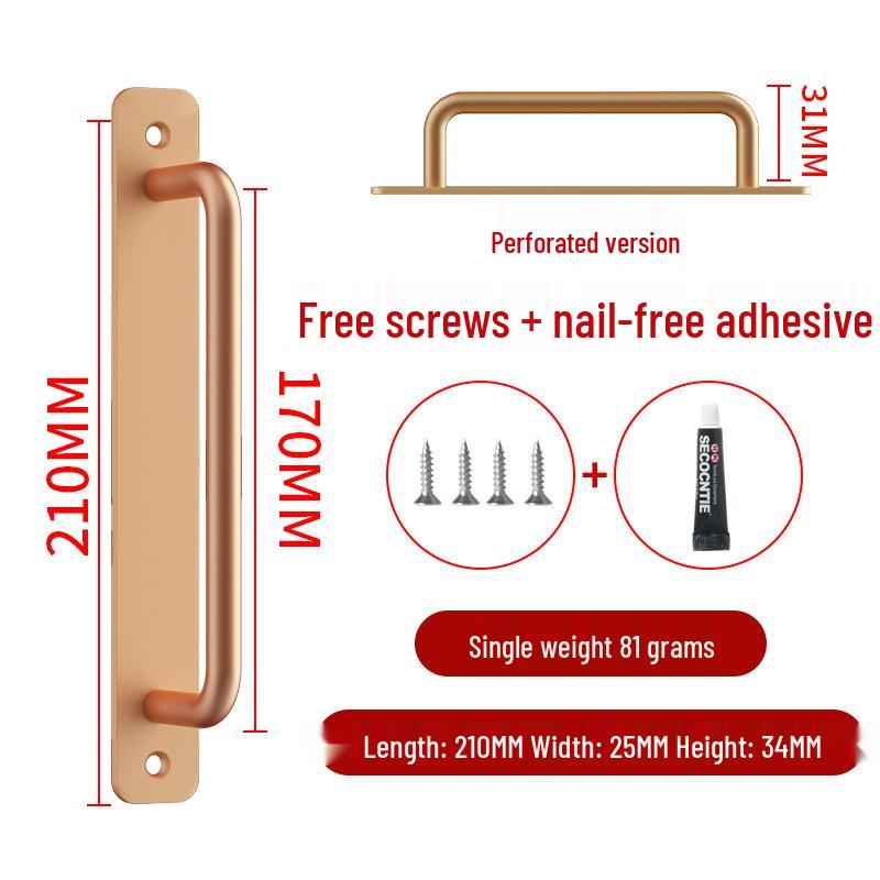 Aluminum Alloy No-Drill Door Handle for Glass, Window, Balcony, Sliding, and Cabinet Doors