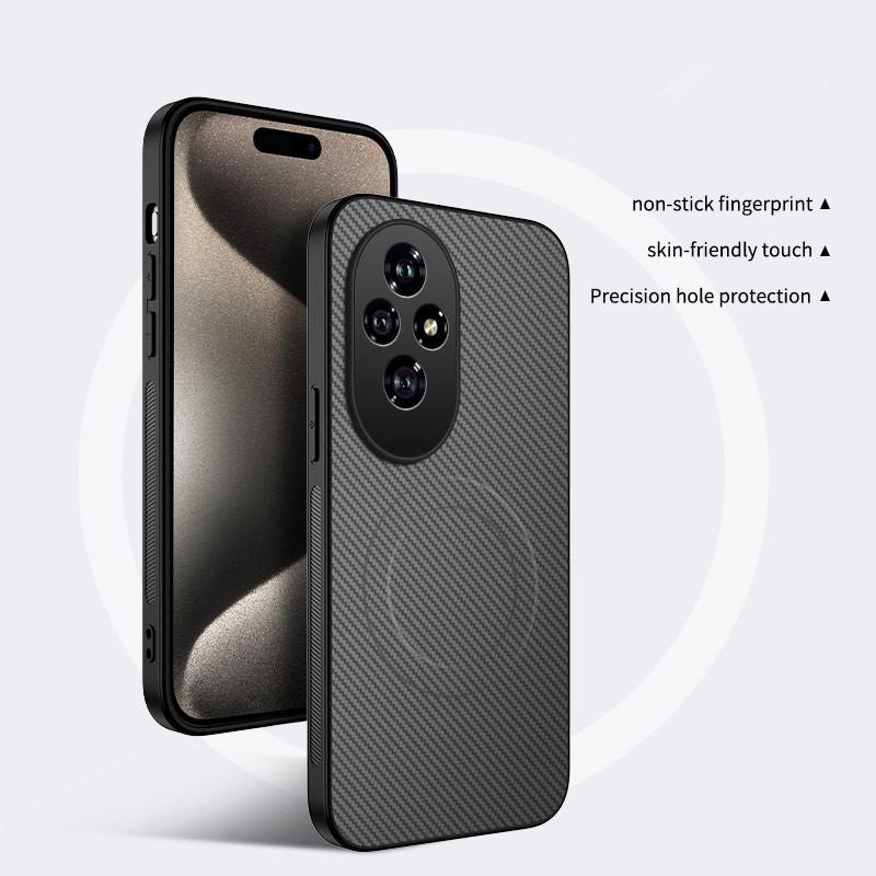 Luxuriöse Militärische Stoßfeste Handyhülle mit Kohlefasertextur Magnetisch Geeignet Für Huawei Honor 200 200Pro Schutz Rückseite